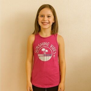 Girls RBX Performance Graphic Sunshine Vibes Tank Top Pink 7 / 8